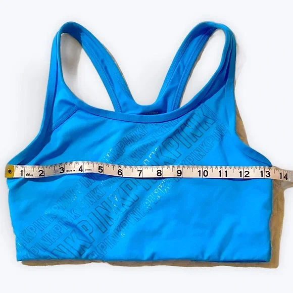 PINK Victoria Secret Ultimate Sports Bra in Blue Logo Print Size Small - Picture 3 of 4